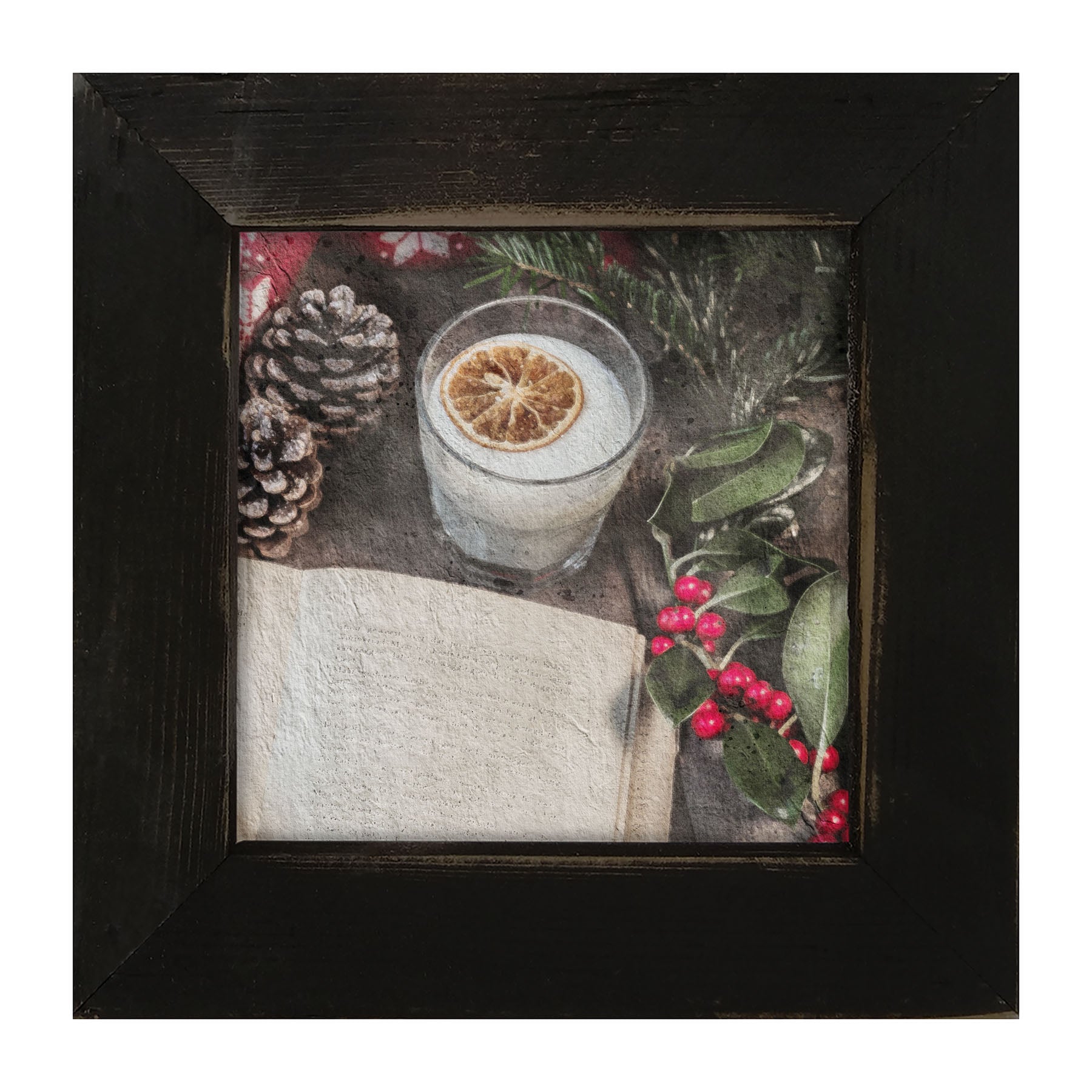 Christmas book with berries - Framed art