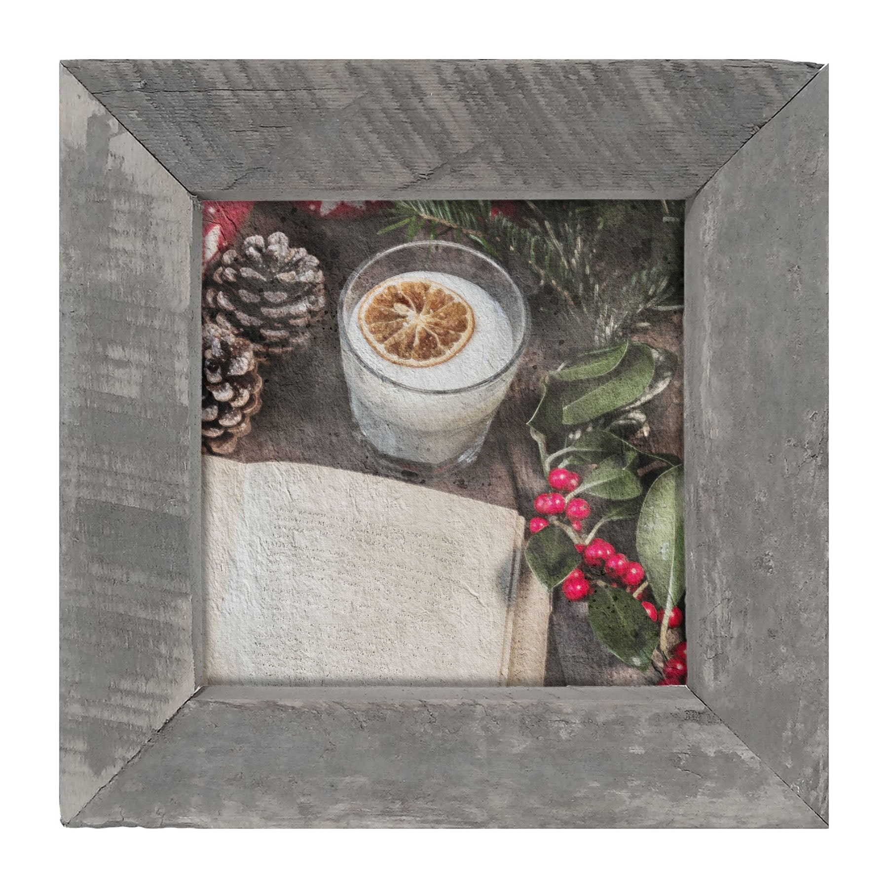 Christmas book with berries - Framed art
