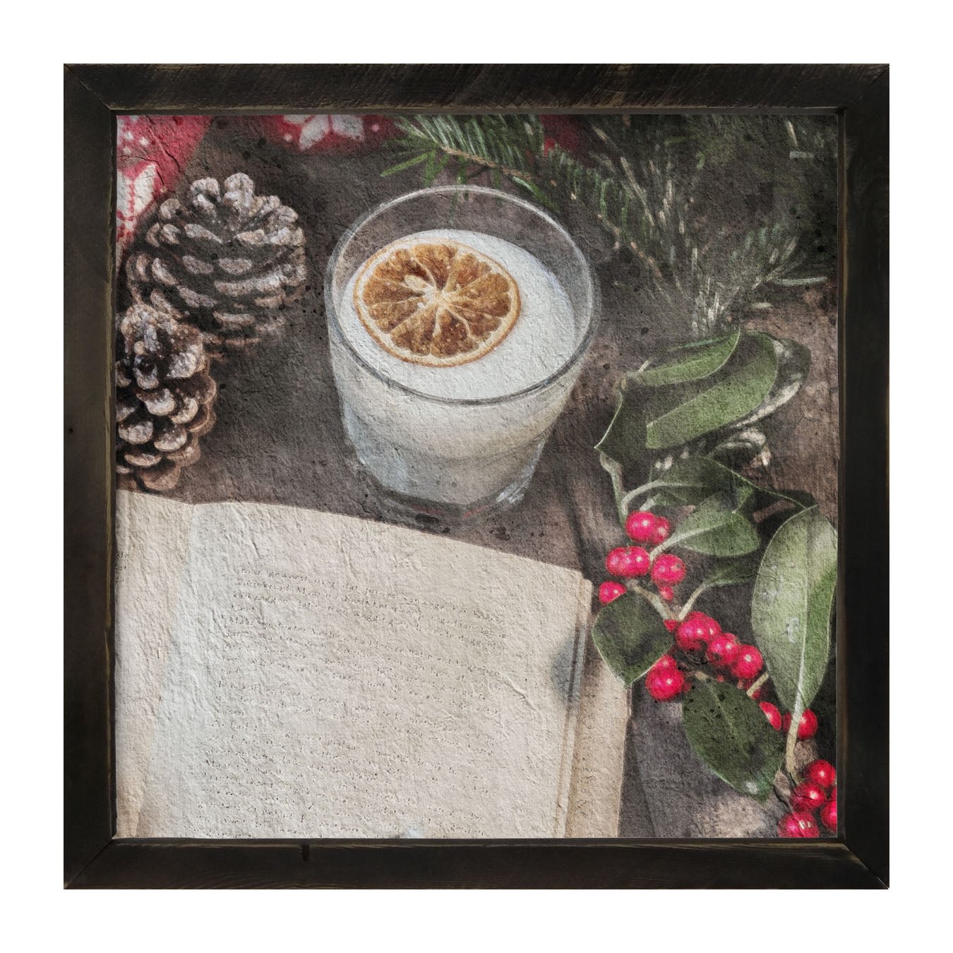 Christmas book with berries - Framed art