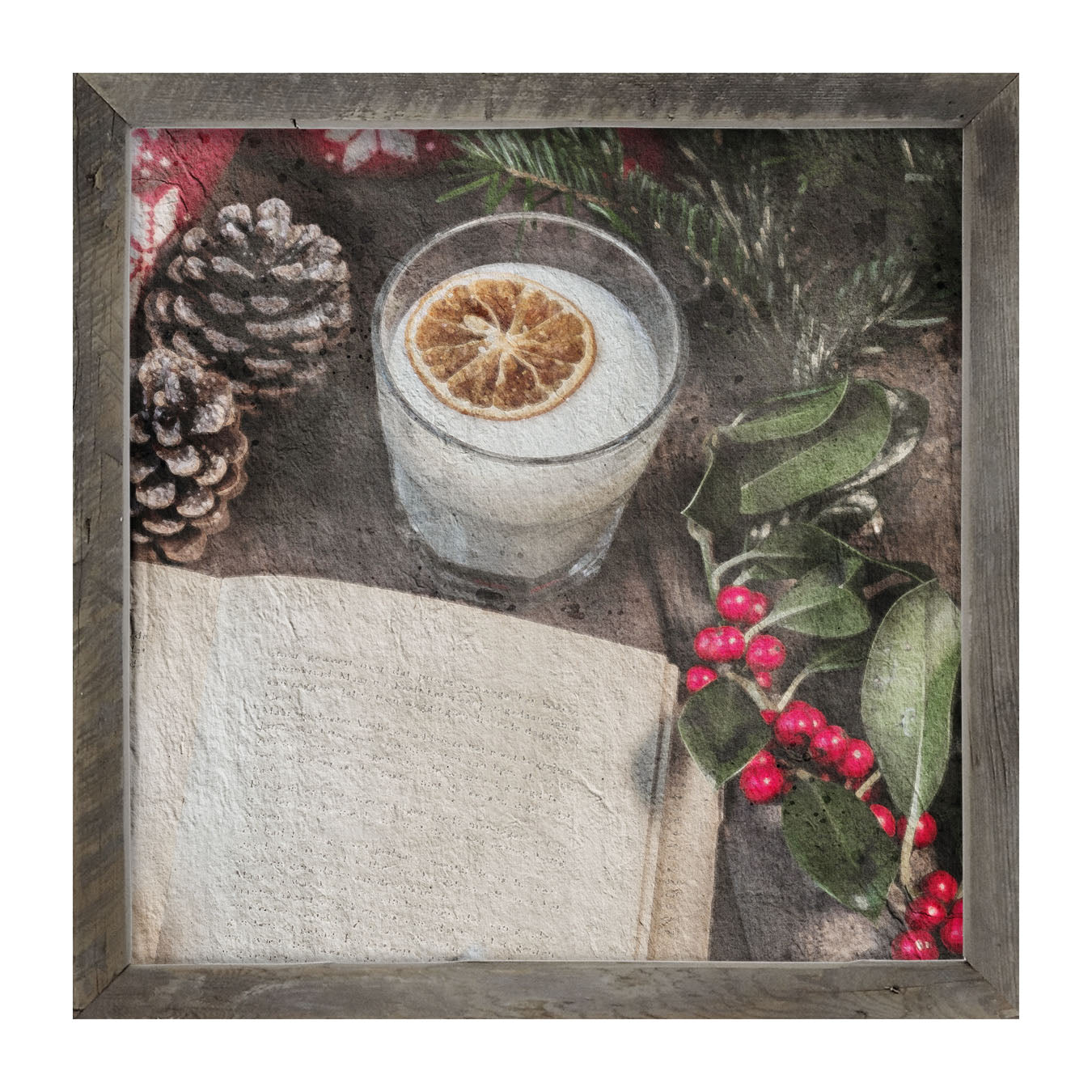 Christmas book with berries - Framed art