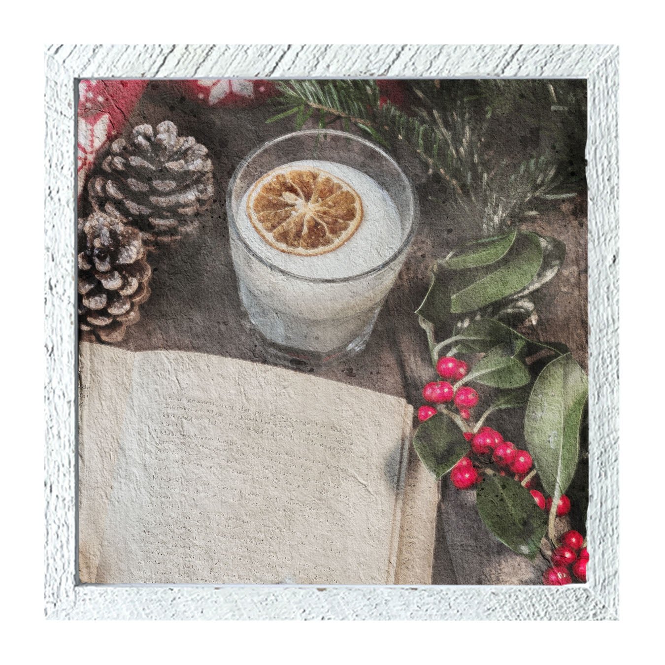 Christmas book with berries - Framed art