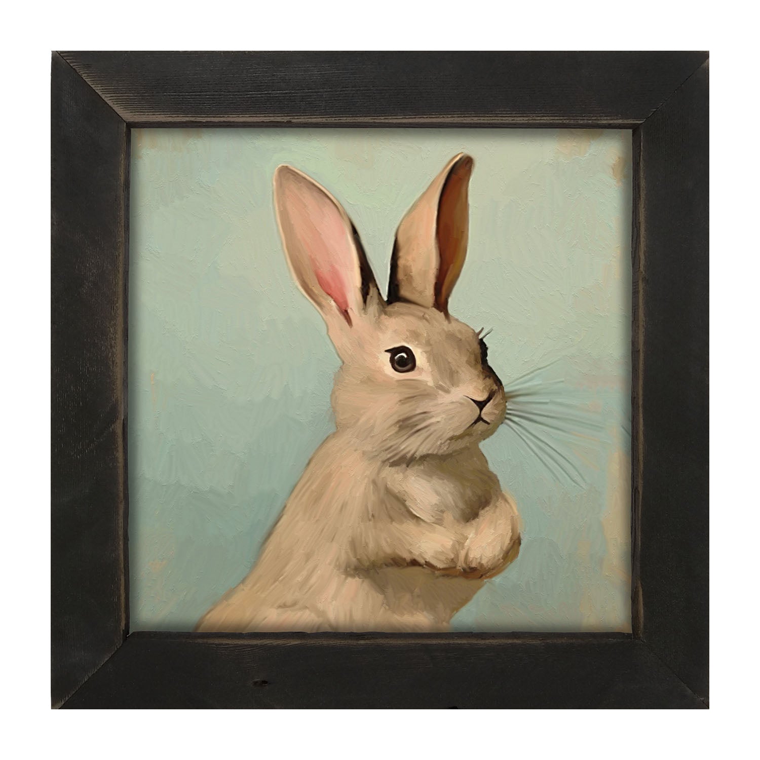 Pastel bunny with vase - Framed Art