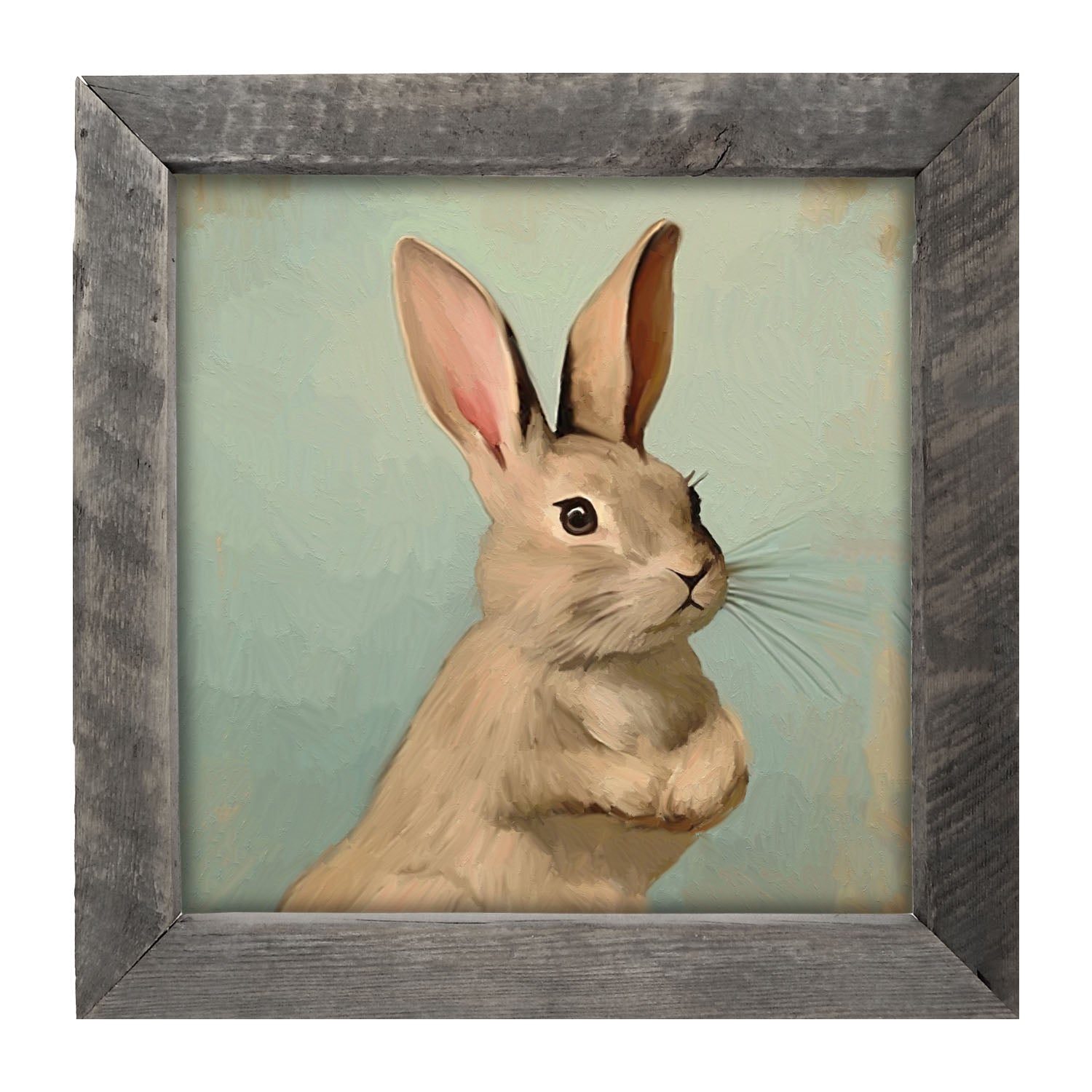 Pastel bunny with vase - Framed Art
