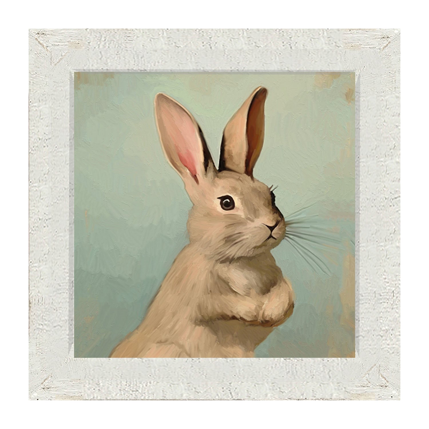 Pastel bunny with vase - Framed Art