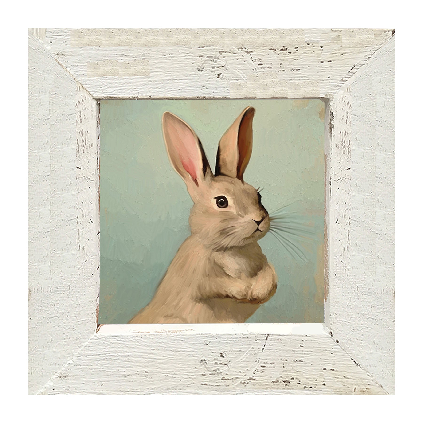 Pastel bunny with vase - Framed Art