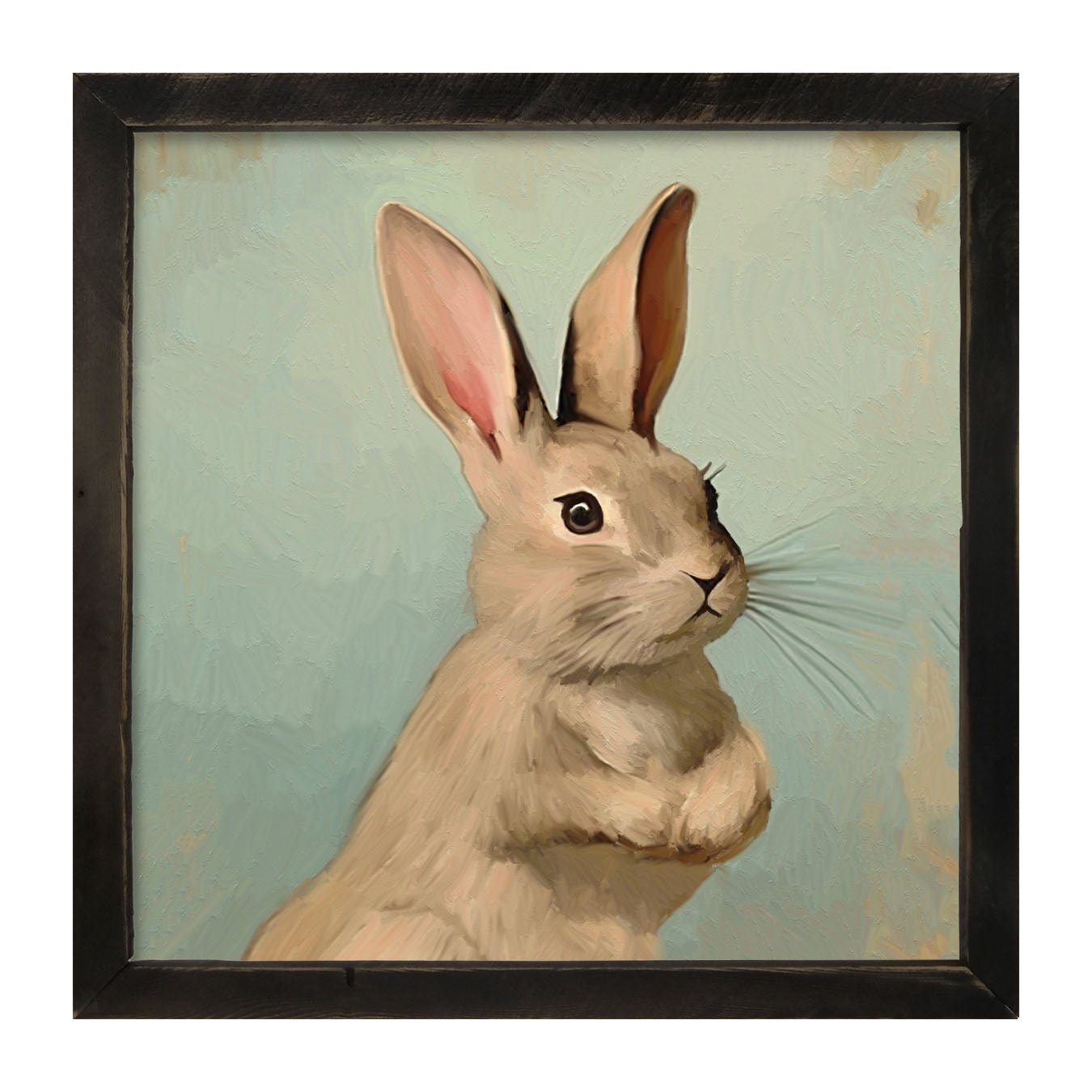 Pastel bunny with vase - Framed Art