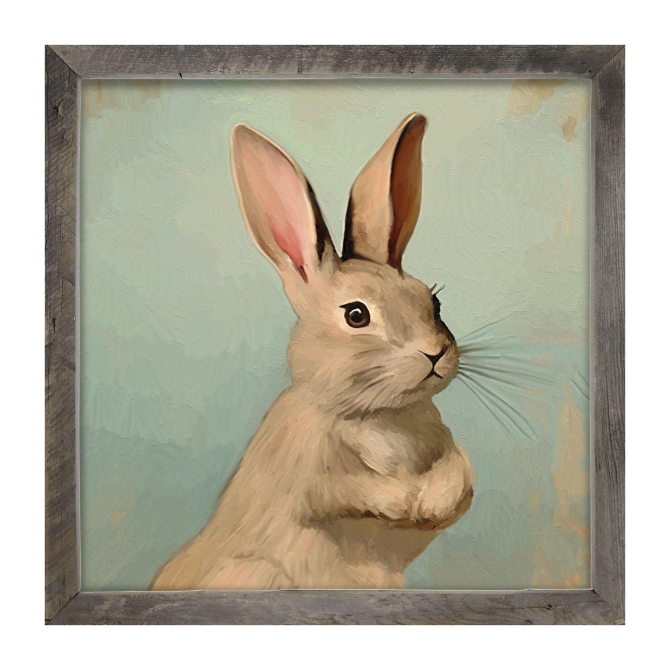 Pastel bunny with vase - Framed Art