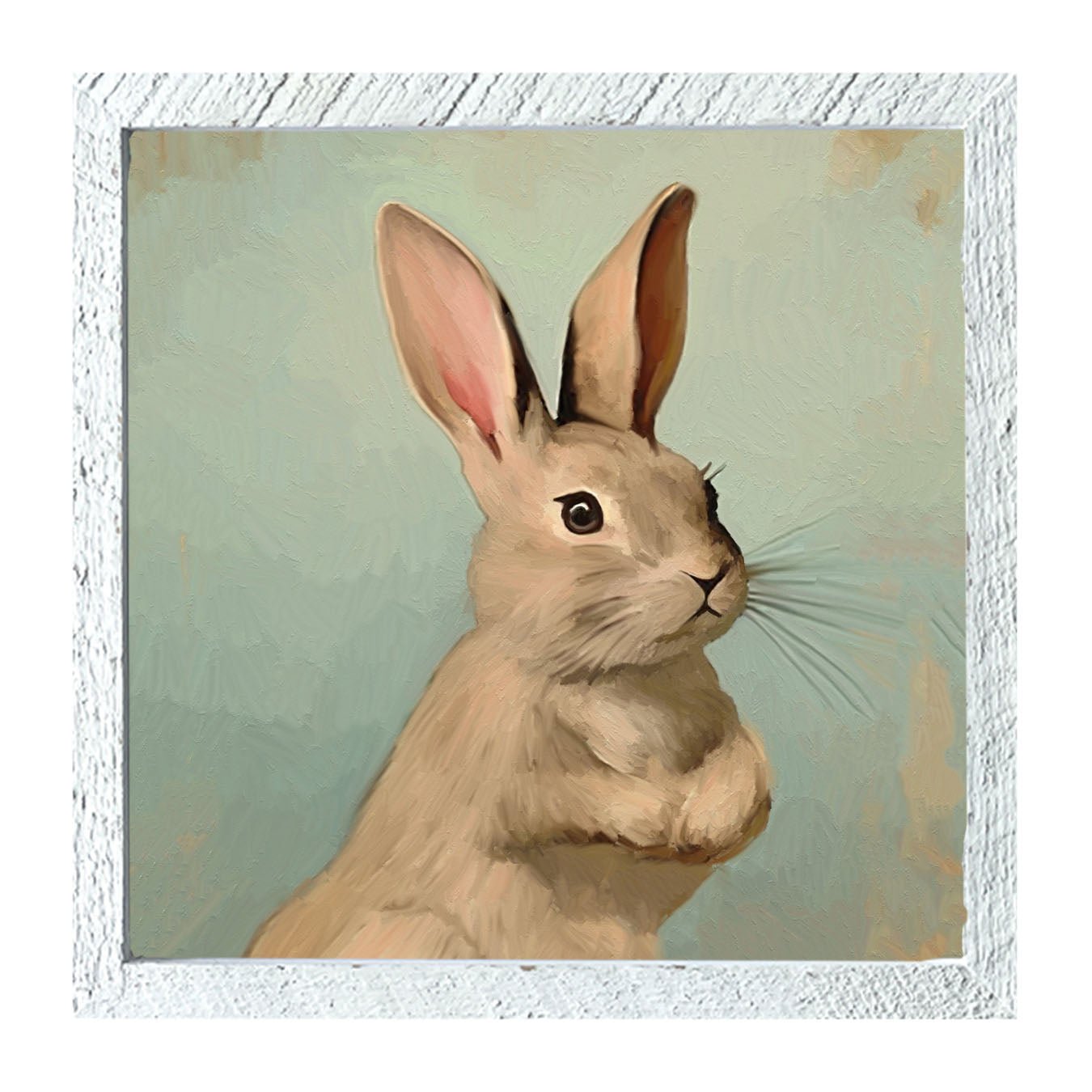 Pastel bunny with vase - Framed Art