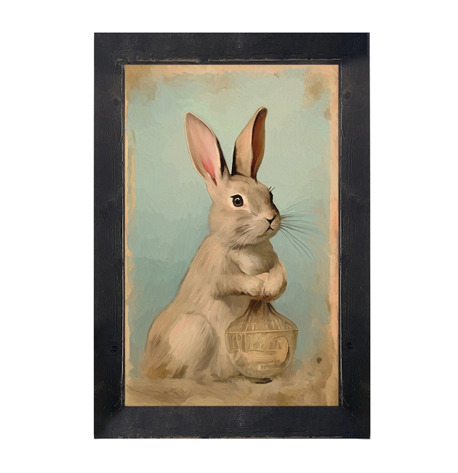 Pastel bunny with vase - Framed Art