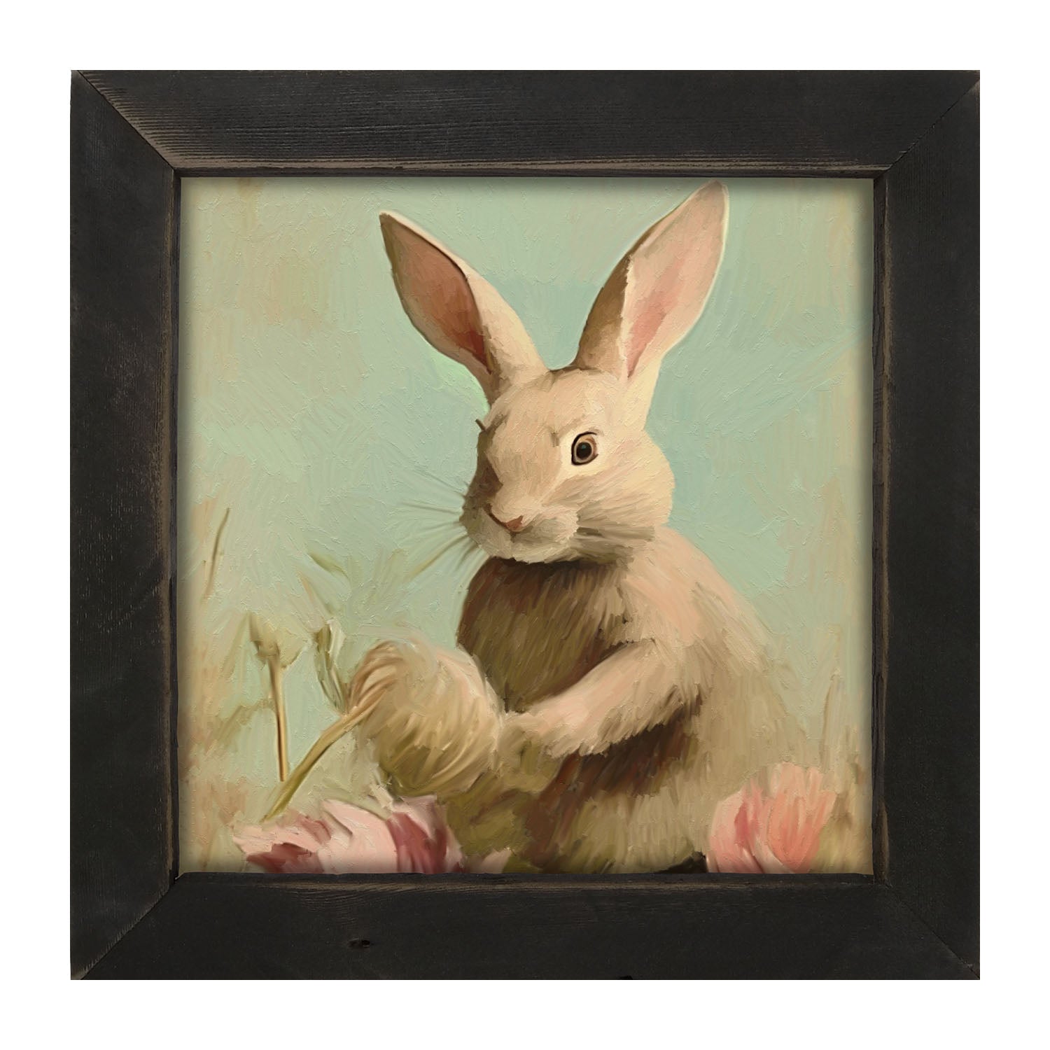 Pastel bunny in field - Framed Art