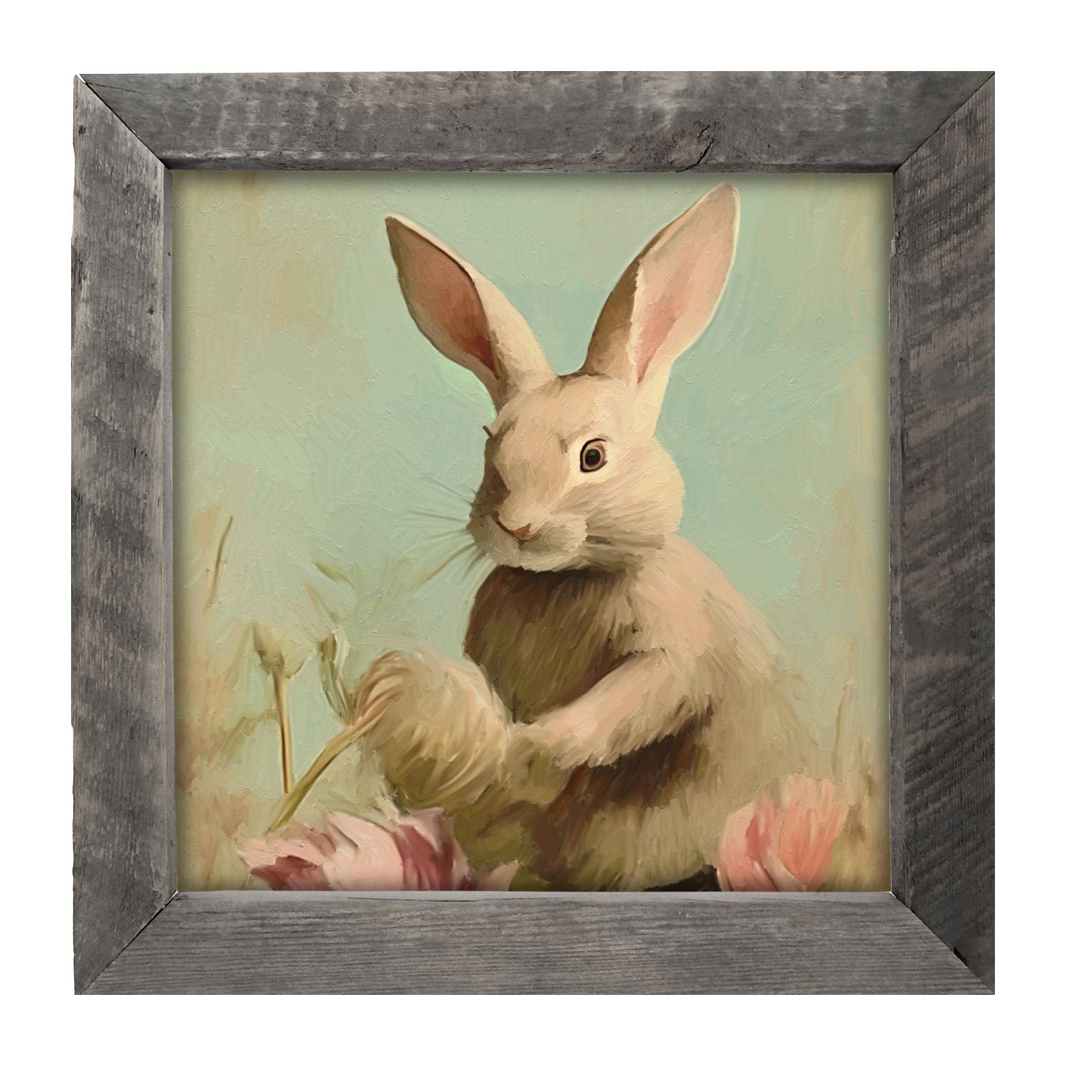 Pastel bunny in field - Framed Art