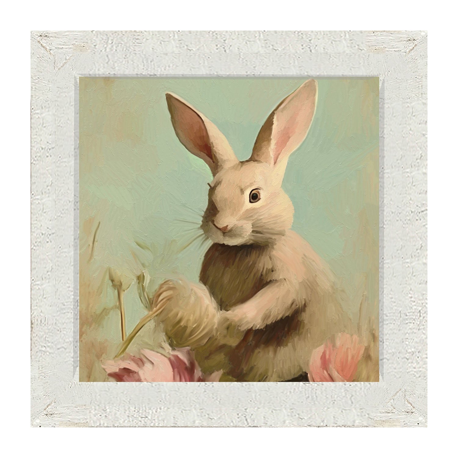 Pastel bunny in field - Framed Art