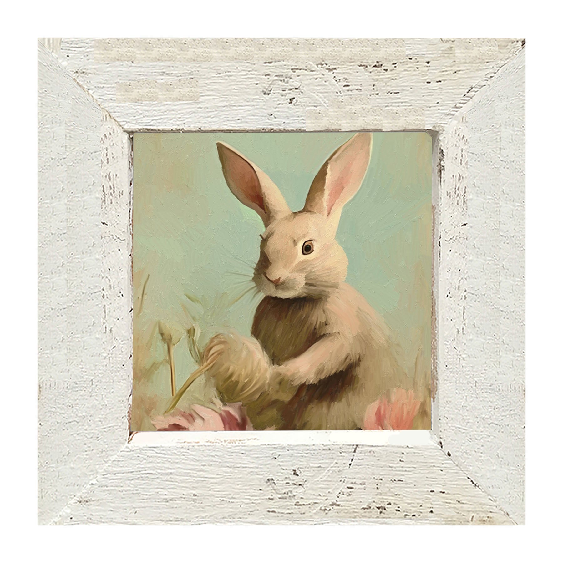 Pastel bunny in field - Framed Art