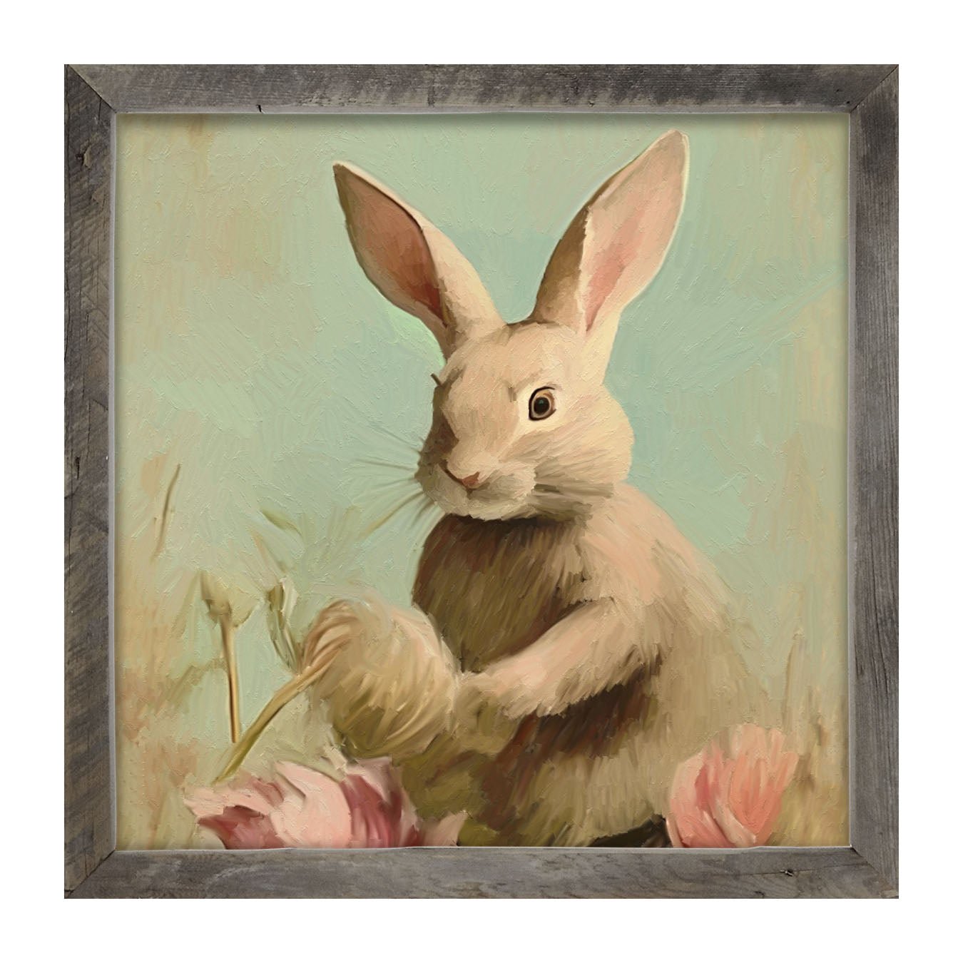 Pastel bunny in field - Framed Art