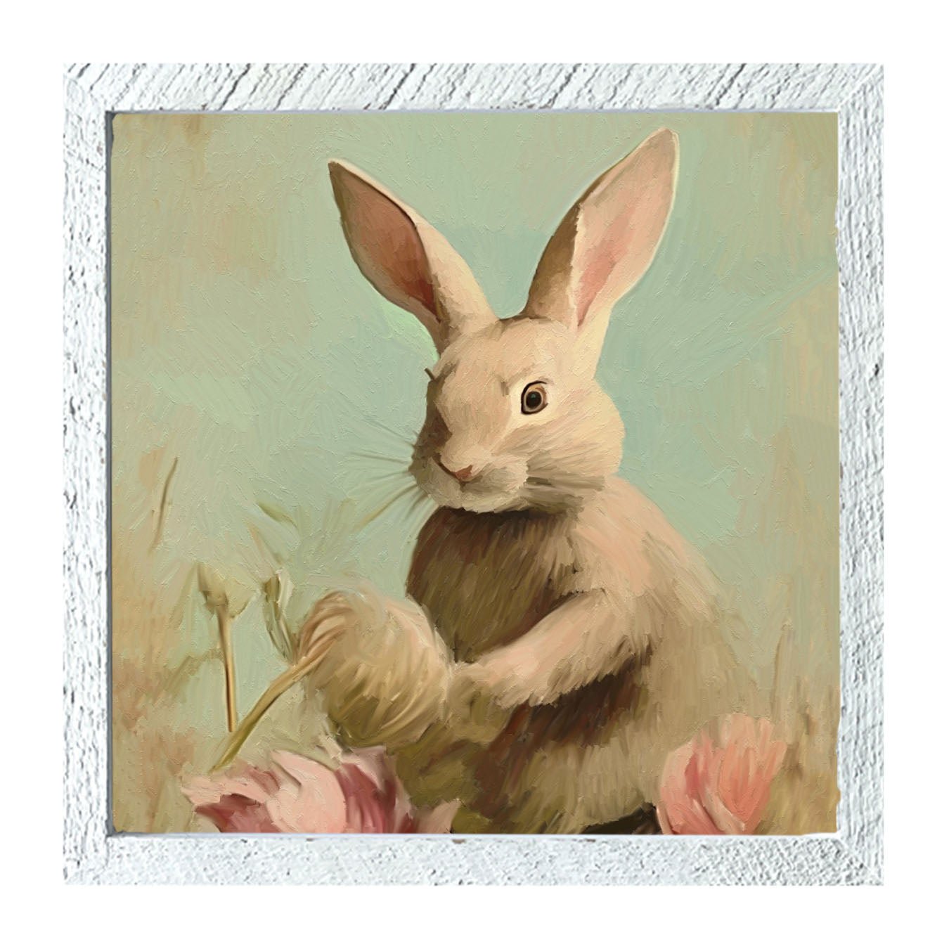 Pastel bunny in field - Framed Art