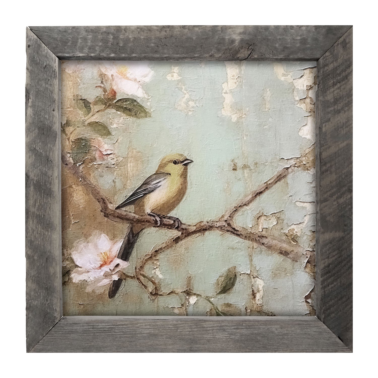 Yellow bird on branch - Framed Art
