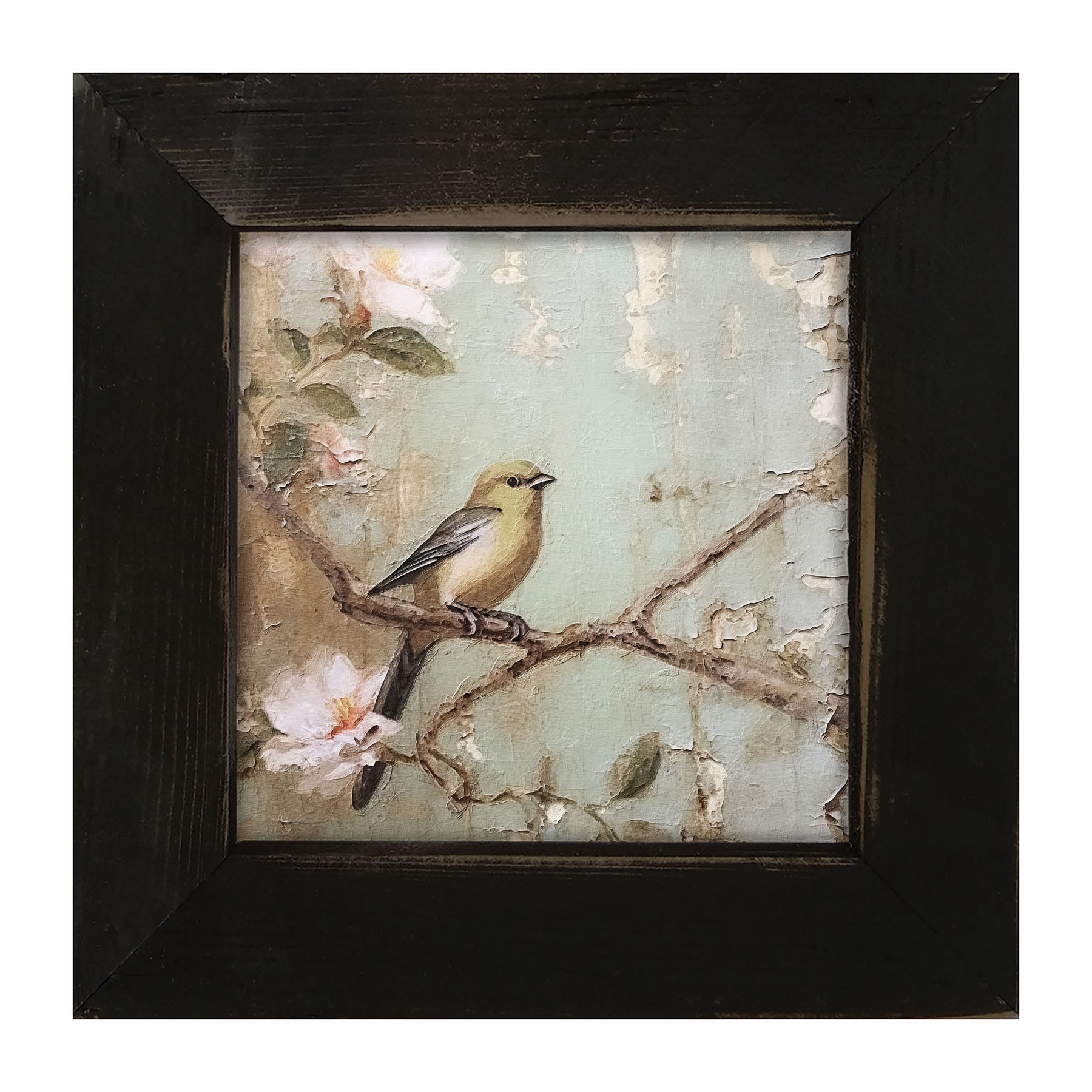 Yellow bird on branch - Framed Art