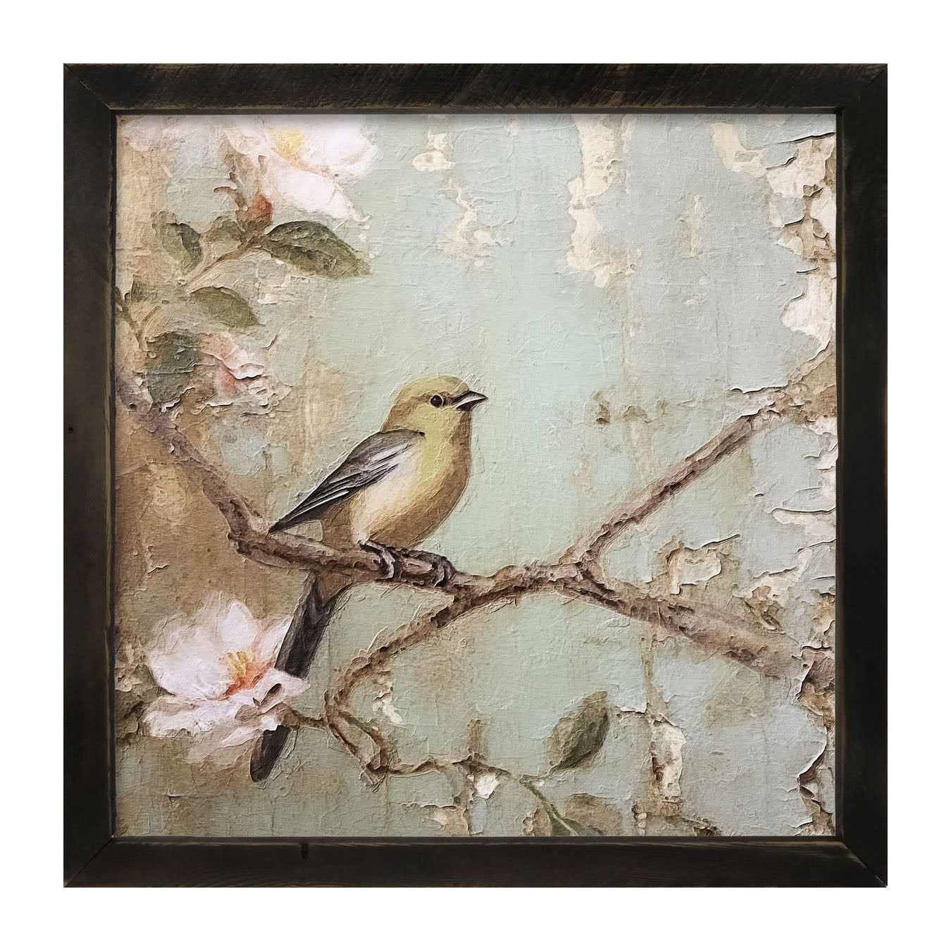 Yellow bird on branch - Framed Art