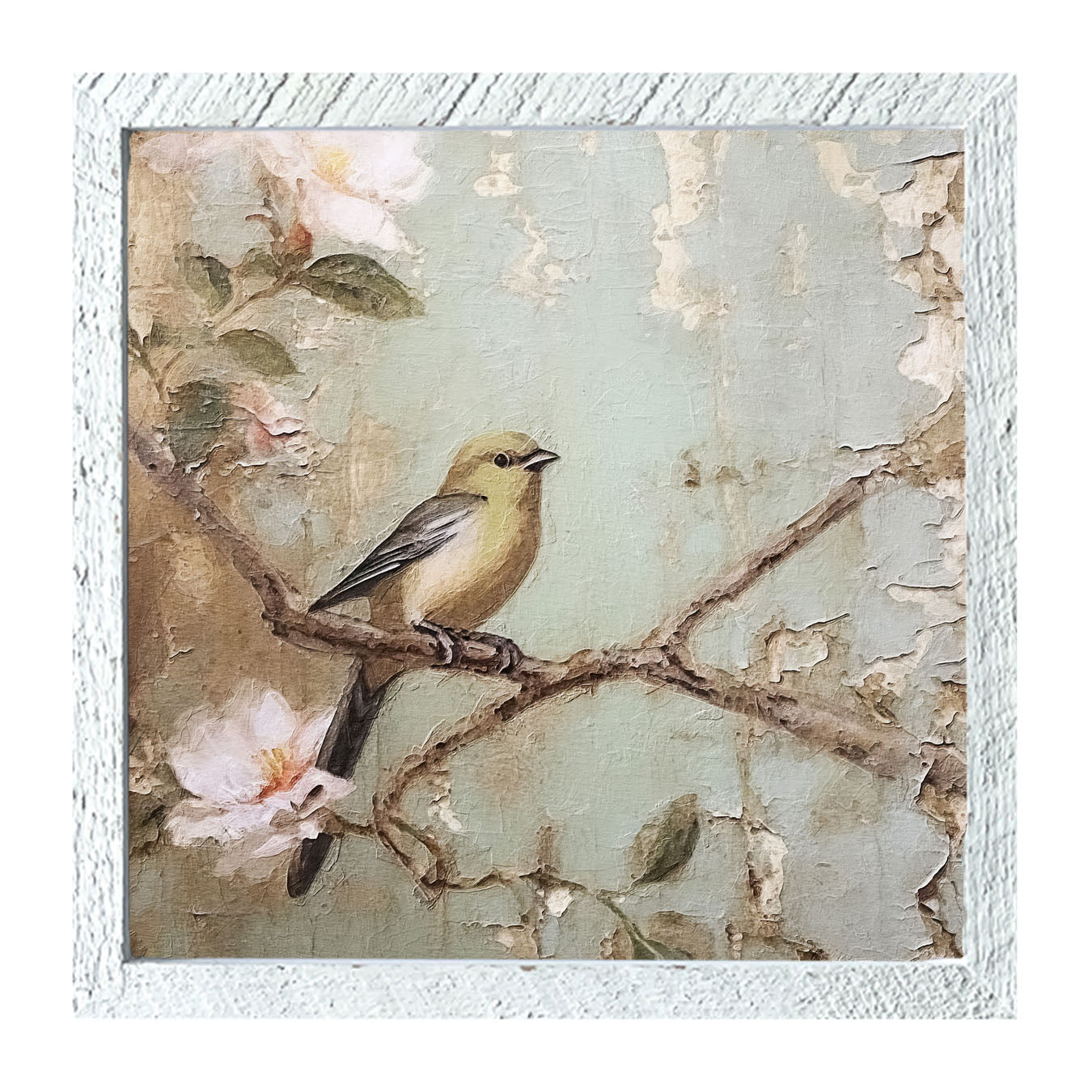 Yellow bird on branch - Framed Art