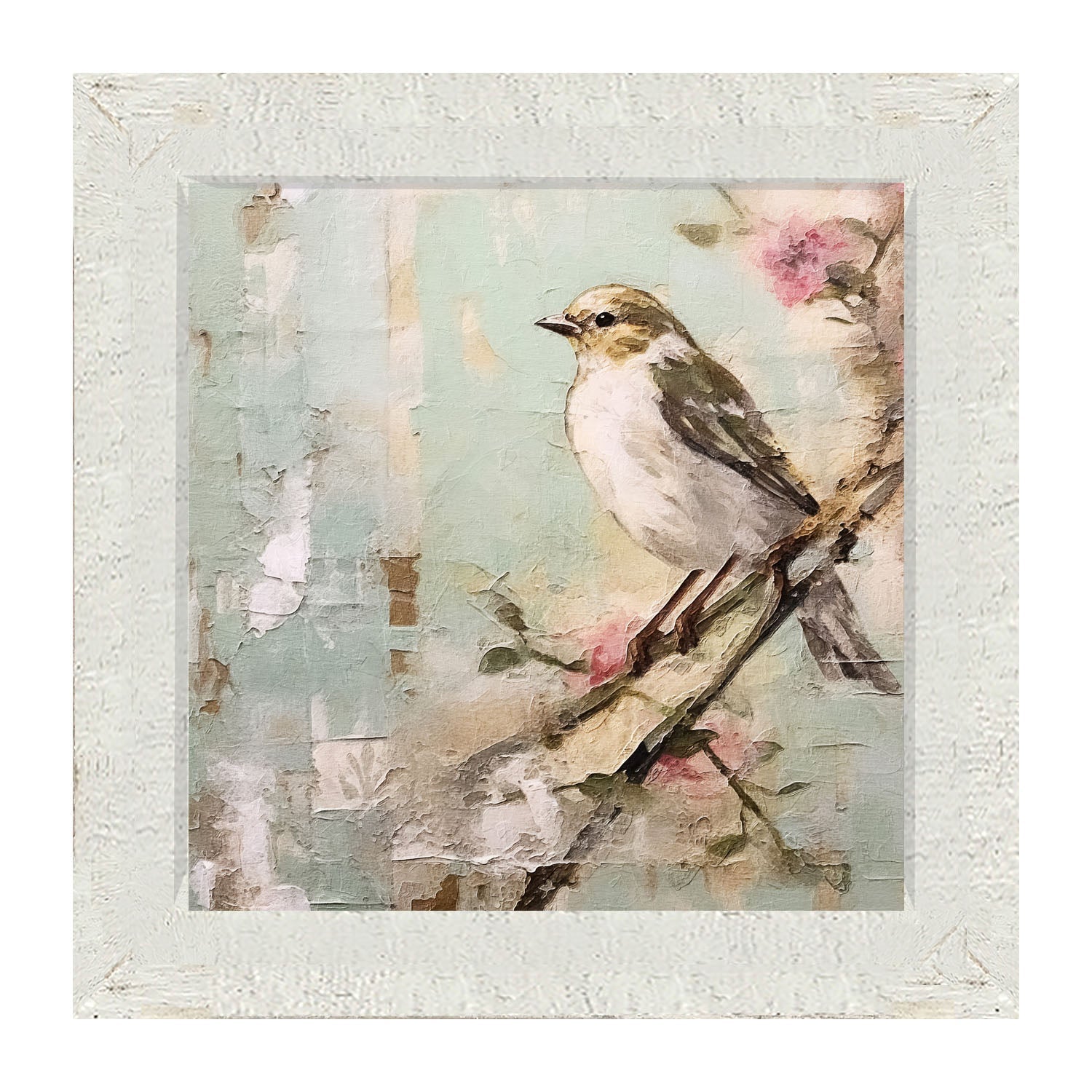 Small white-breasted bird - Framed Art