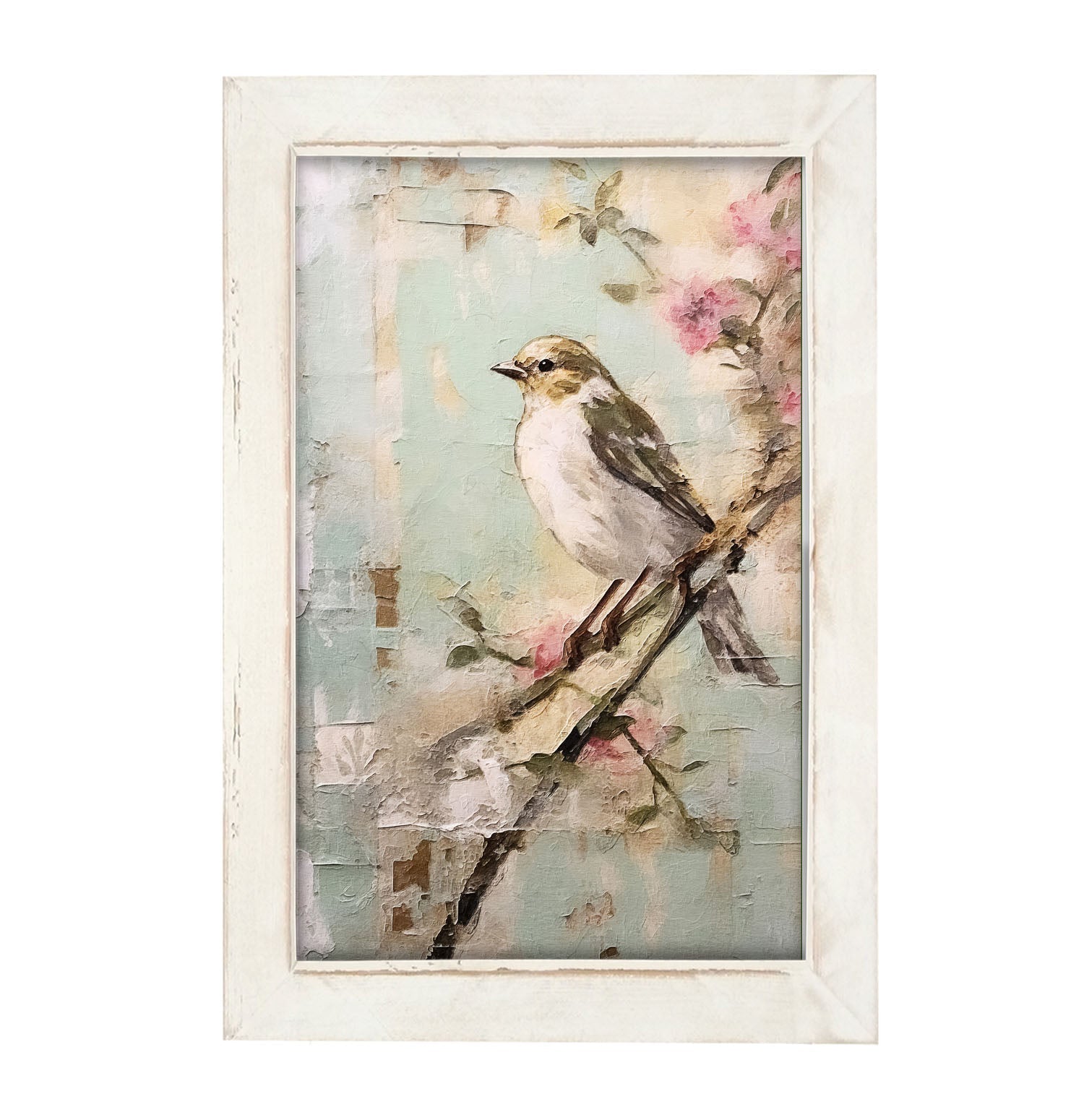 Small white-breasted bird - Framed Art