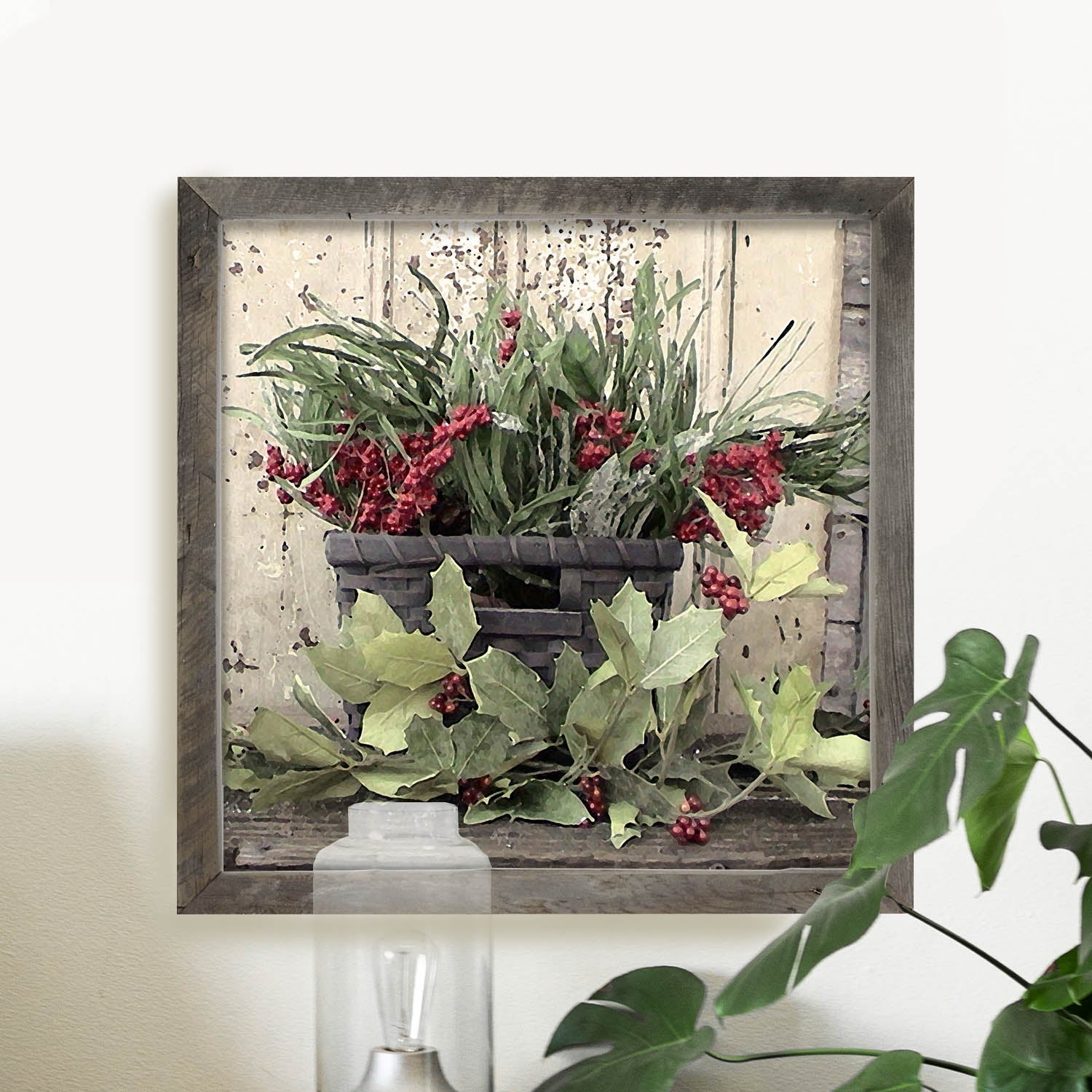 Berry Basket with Holly