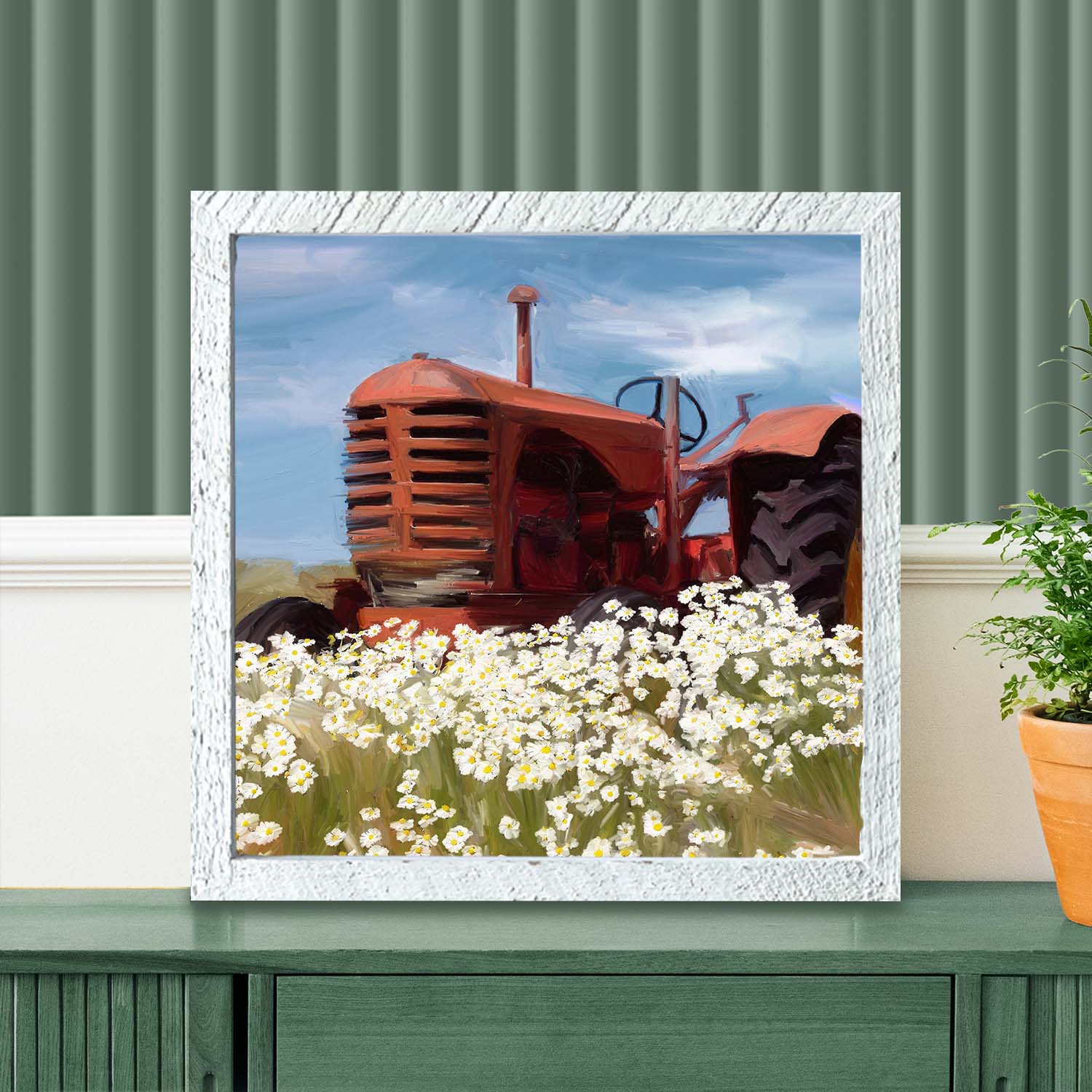 Old Tractor in a Daisy Field