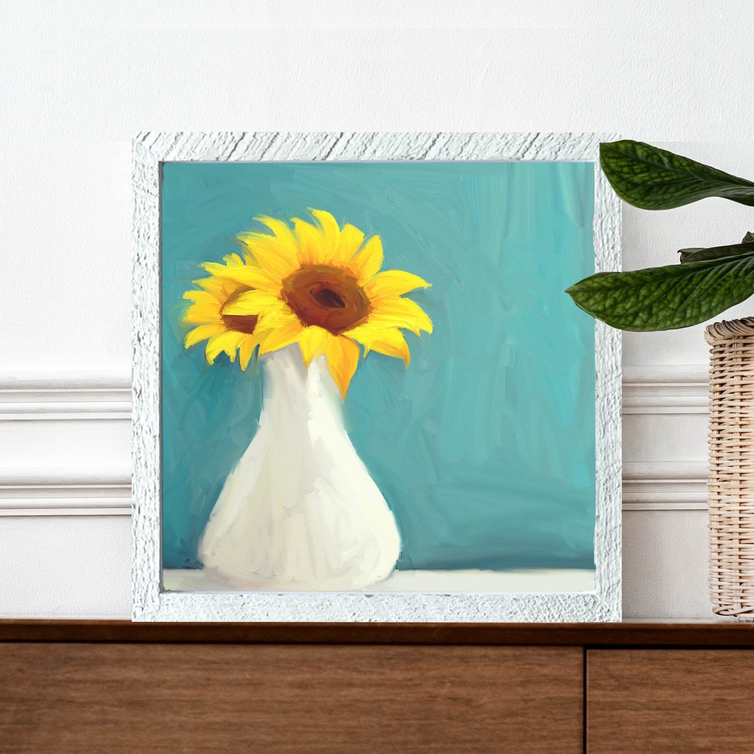 Sunflowers in White Vase
