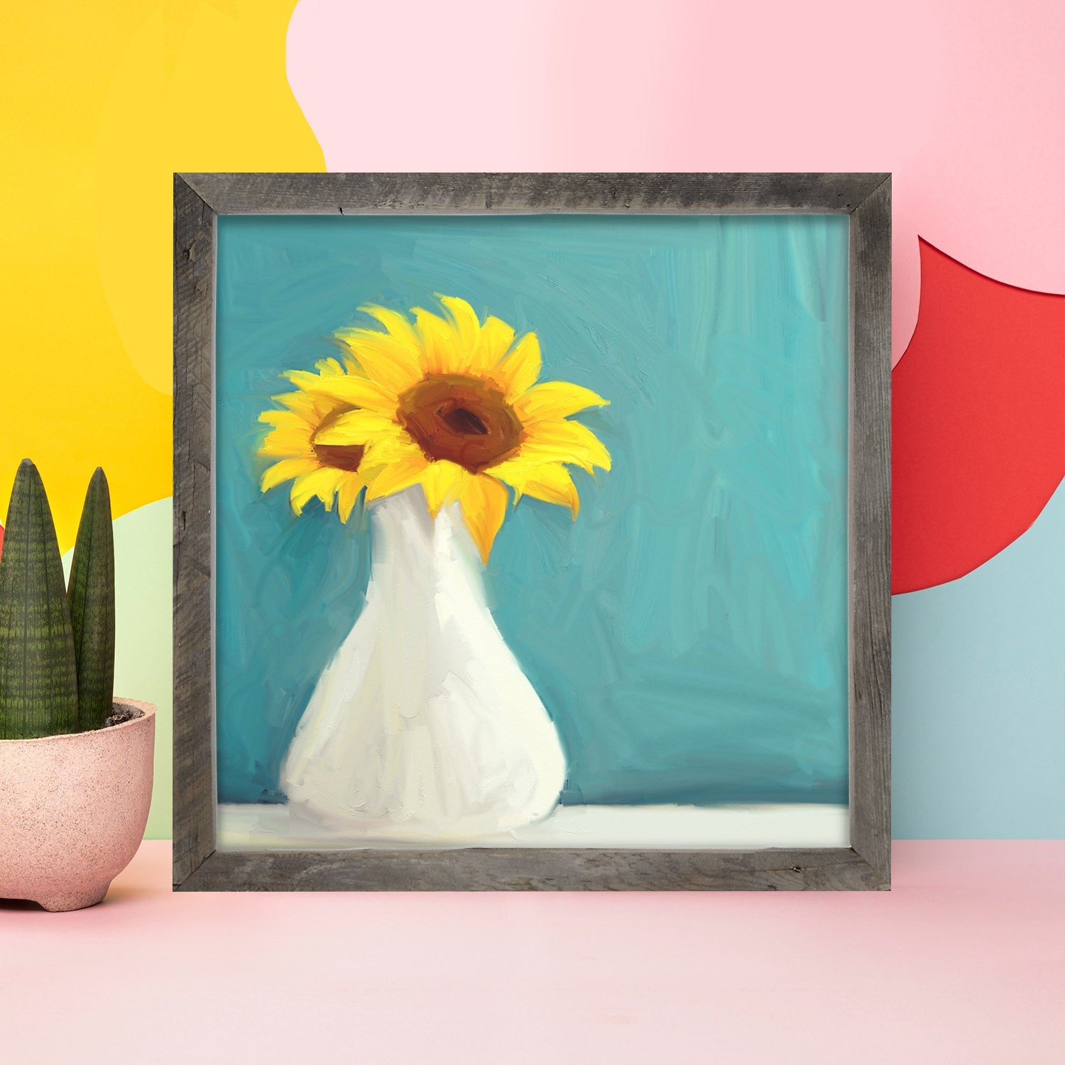 Sunflowers in White Vase