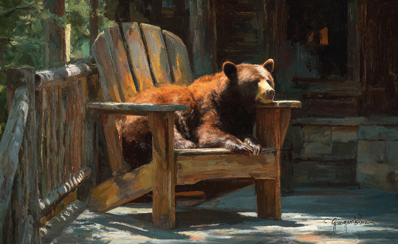 courreges　bear Bear Resting in Adirondack Chair