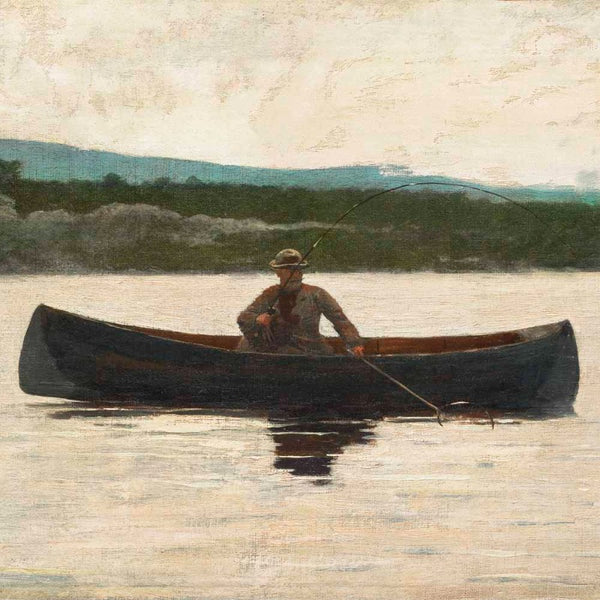 Vintage canoe fishing