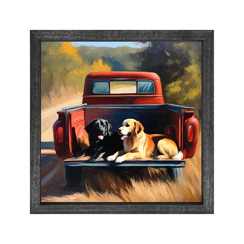 Resting dogs in truck