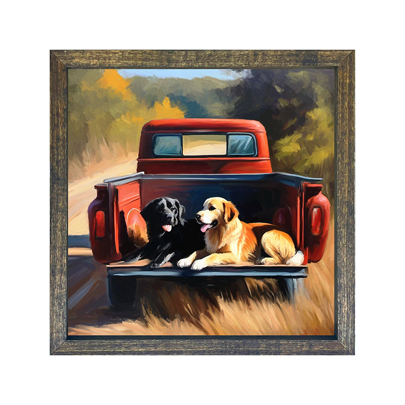 Resting dogs in truck