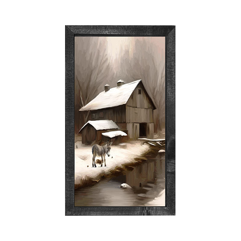 Donkey at Wintertime-Vertical Frame