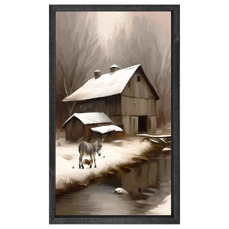 Donkey at Wintertime-Vertical Frame