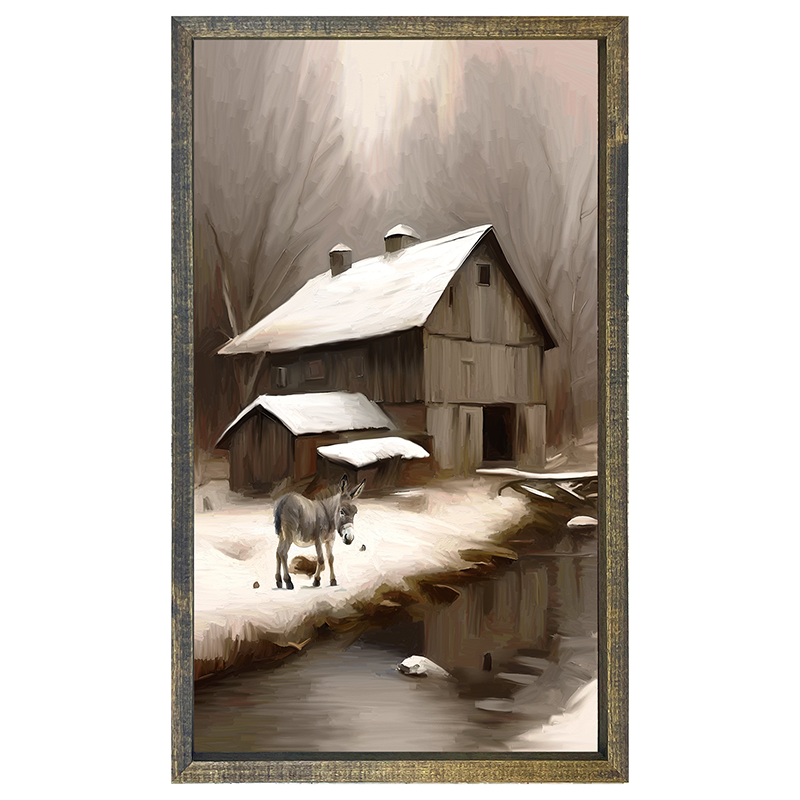 Donkey at Wintertime-Vertical Frame