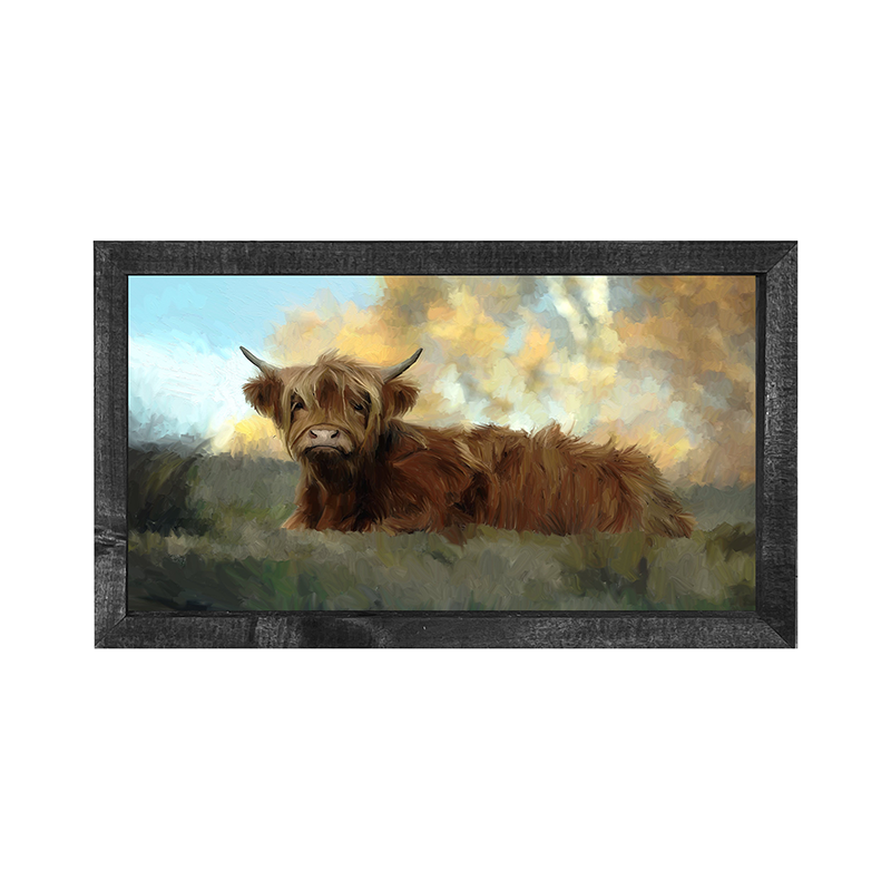 Springtime Highland cow-Horizontal Frame