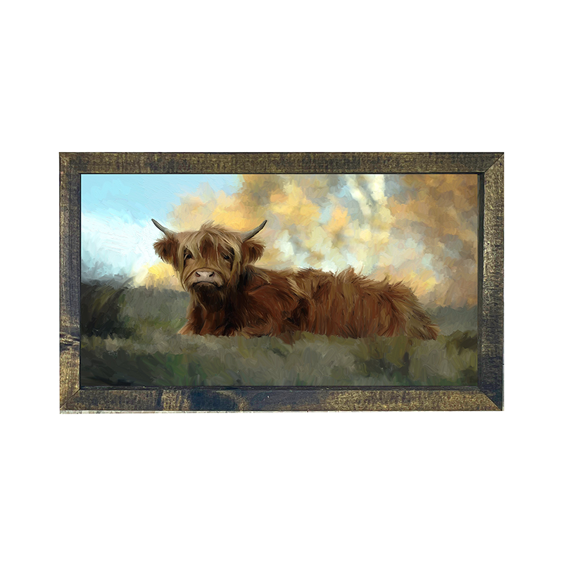 Springtime Highland cow-Horizontal Frame
