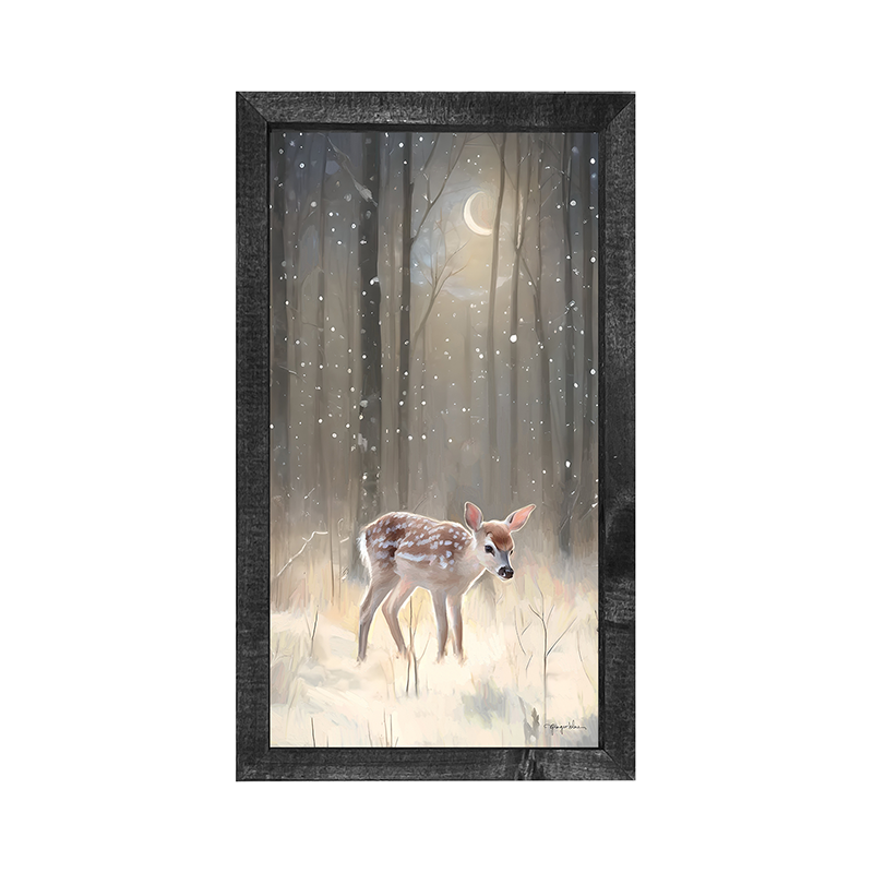 Snowy Deer - Vertical Frame