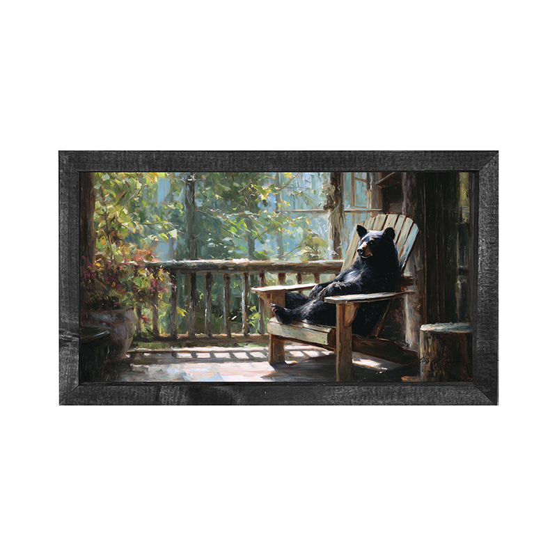 Bear Relaxing on Porch - Horizontal Frame