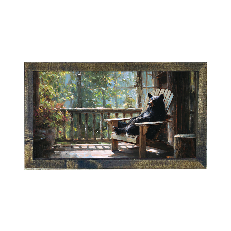Bear Relaxing on Porch - Horizontal Frame