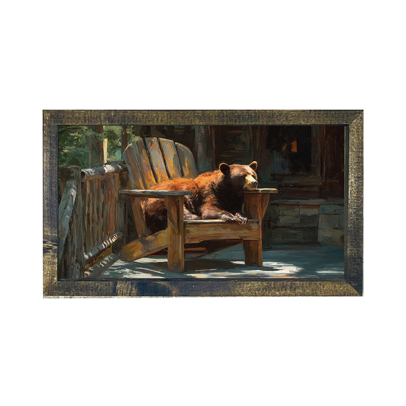 Bear Resting in Adirondack Chair - Horizontal Frame