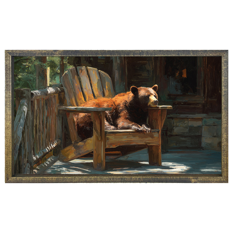 Bear Resting in Adirondack Chair - Horizontal Frame