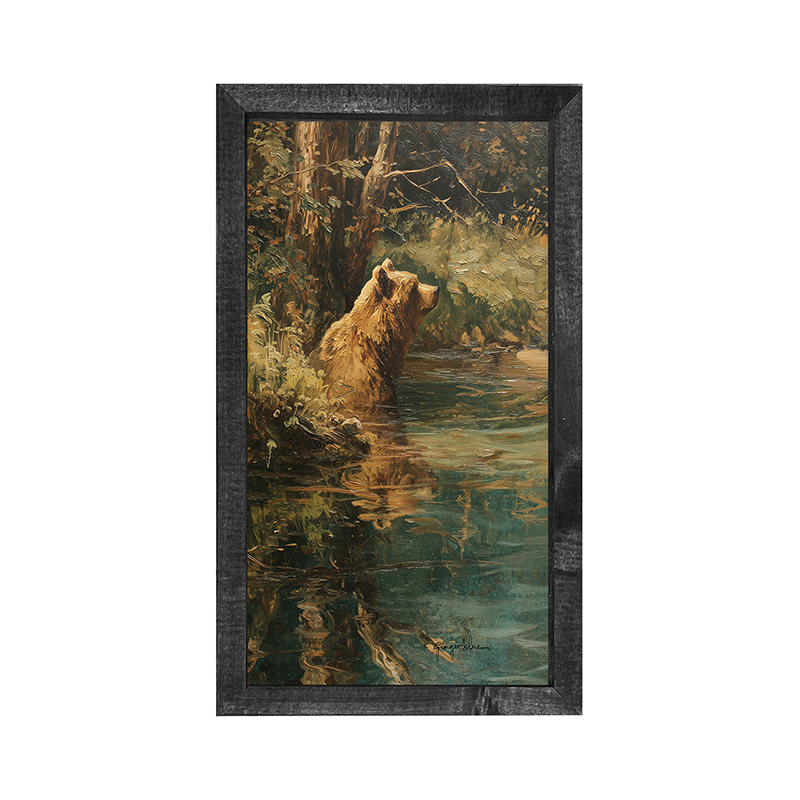 Brown Bear Relaxing in the Water - Vertical Frame