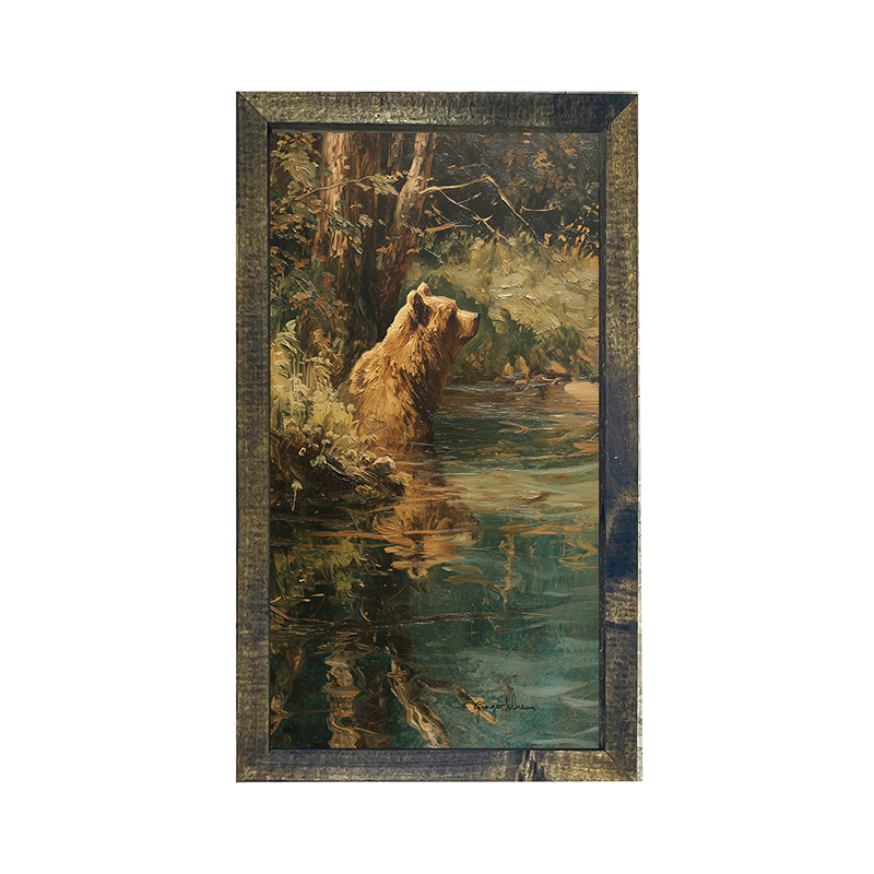 Brown Bear Relaxing in the Water - Vertical Frame