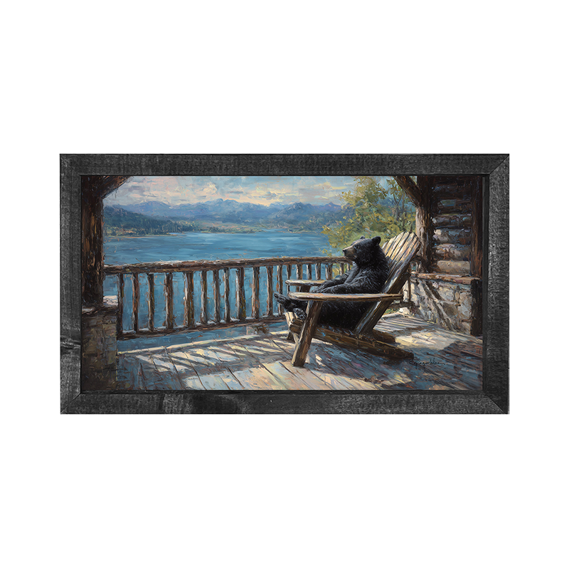 Bear Enjoying the Day on Porch - Horizontal Frame
