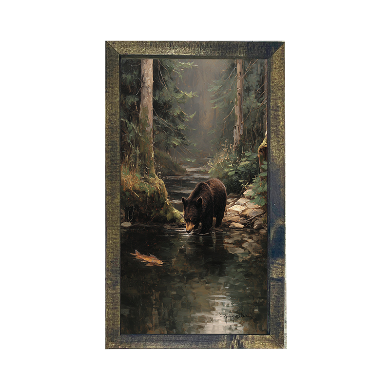 Bear Stopping for Water - Vertical Frame