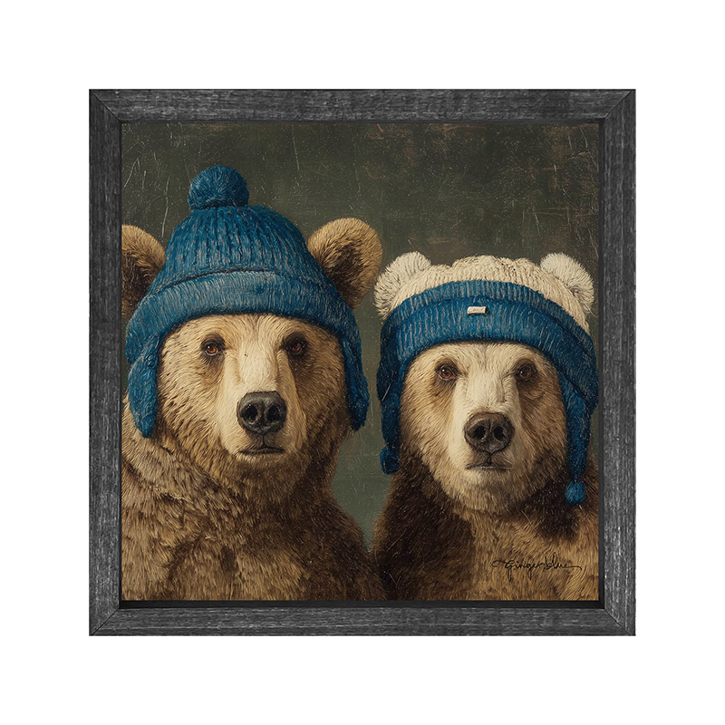 Knitted Blue Hat Bears