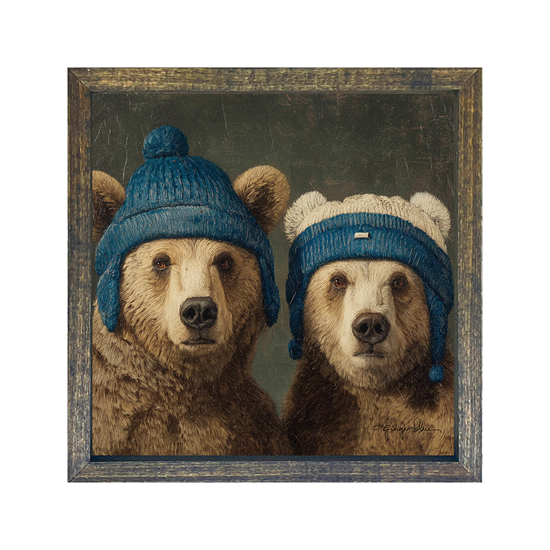 Knitted Blue Hat Bears