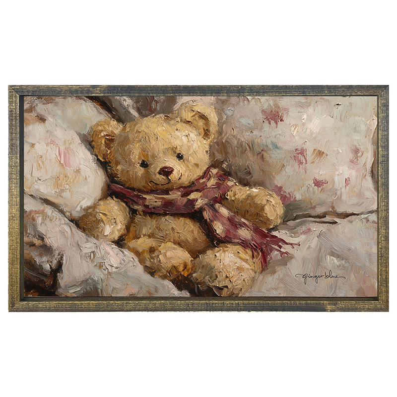 Red Scarf Teddy Bear - Horizontal Frame